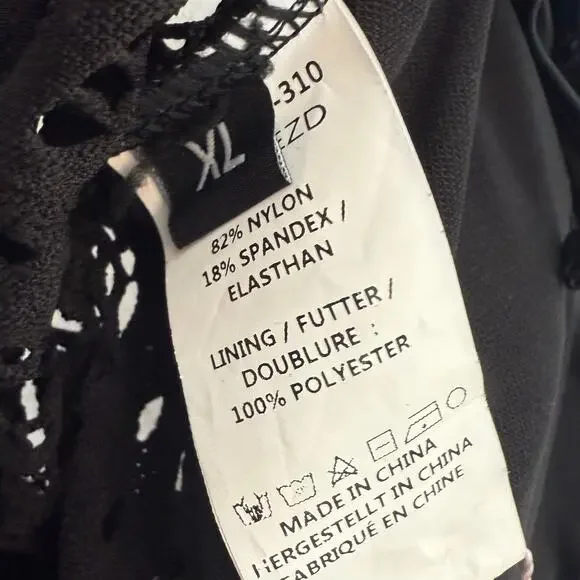 Black XL Cutout Crochet One-Piece Swimsuit with Tie Back and lace look NWT - Picture 10 of 12